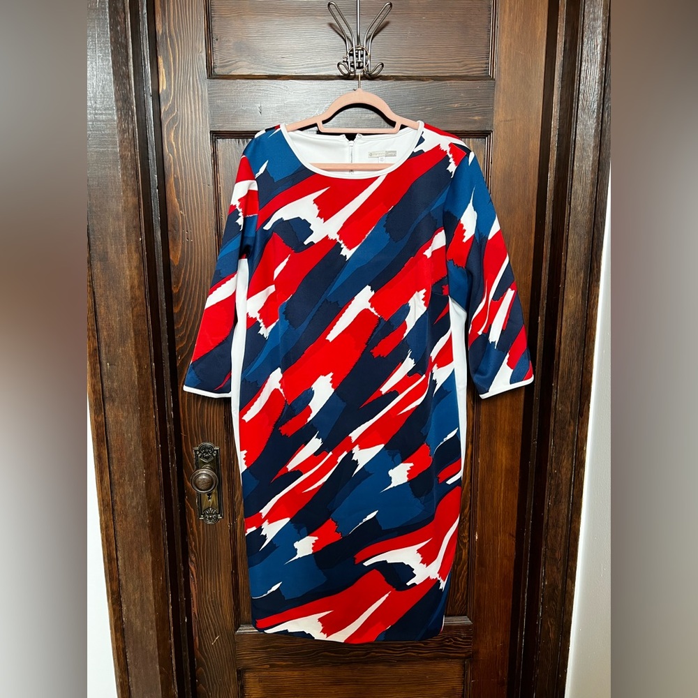 18W Bold Red White & Blue Dress